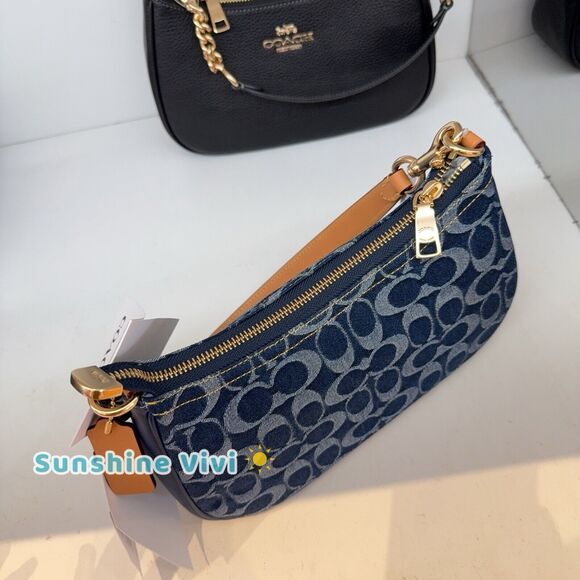 NWT Limited Coach Large Teri Crossbody Bag In Signature Denim CAF82 - Picture 5 of 9